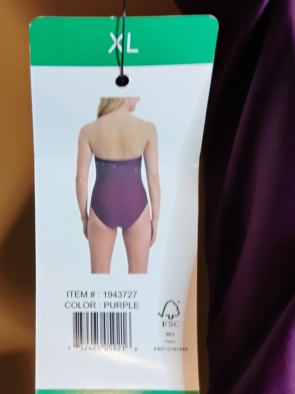 DKNY Women’s Purple Ruched One-Piece Swimsuit XL Removable Straps - Picture 4 of 4